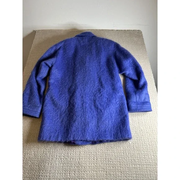 Women's Vtg Size 10 P Loring Super Soft Periwinkle Mohair Wool Coat Made In USA - Picture 5 of 10